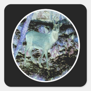 Griezelig Rode Hertenbok Bos Halloween Kunst Vierkante Sticker
