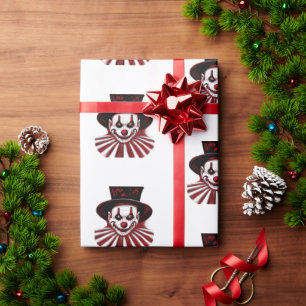 Griezelig Rood en Zwart Retro  Circus Clown Cadeaupapier