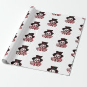 Griezelig Rood en Zwart Retro  Circus Clown Cadeaupapier (Uitgerold)