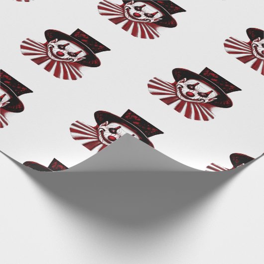 Griezelig Rood en Zwart Retro Circus Clown Cadeaupapier (Hoek)