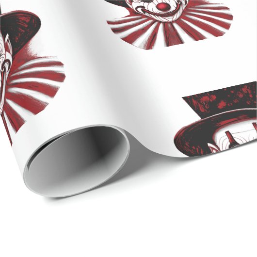 Griezelig Rood en Zwart Retro  Circus Clown Cadeaupapier (Rol Hoek)