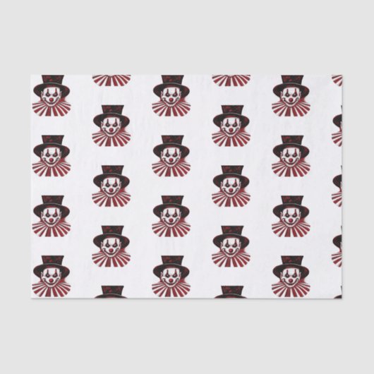 Griezelig Rood en Zwart Retro  Circus Clown Tissuepapier (Voorkant)
