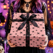 Griezelig Roze Zwarte Spinnen Halloween Patroon