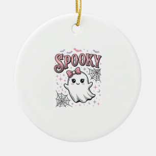 Griezelig Schattig Geest Vintage Halloween T-shirt Keramisch Ornament
