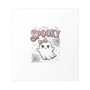 Griezelig Schattig Geest Vintage Halloween T-shirt Notitieblok