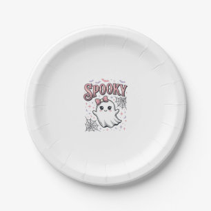 Griezelig Schattig Geest Vintage Halloween T-shirt Papieren Bordje
