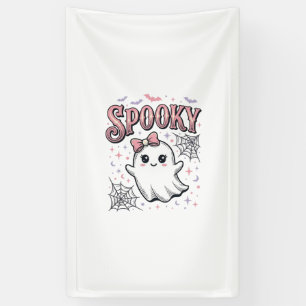 Griezelig Schattig Geest Vintage Halloween T-shirt Spandoek