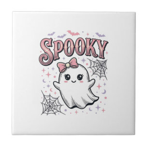 Griezelig Schattig Geest Vintage Halloween T-shirt Tegeltje