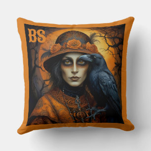 Griezelig schattig Halloween kraai in vermomming Kussen