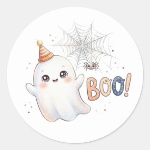 Griezelig schattig spookje. Boe! Ronde Sticker