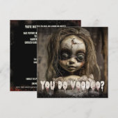 griezelig schattig voodoo pop volwassen halloween kaart (Voorkant / Achterkant)