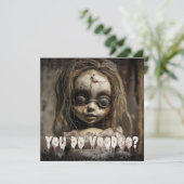 griezelig schattig voodoo pop volwassen halloween kaart (Staand voorkant)