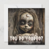 griezelig schattig voodoo pop volwassen halloween kaart (Voorkant)