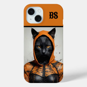 Griezelig schattige Halloween kat vermomd iPhone 15 Case