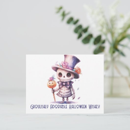 Griezelig Schattige Halloween Wensen Halloween Feestdagenkaart (Staand voorkant)