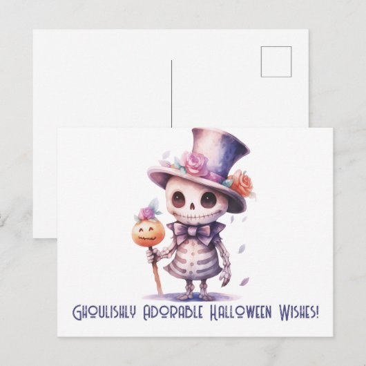 Griezelig Schattige Halloween Wensen Halloween Feestdagenkaart (Voorkant / Achterkant)