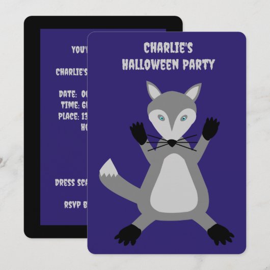 Griezelig Schattige Halloween Wolf Custom Kaart (Voorkant / Achterkant)