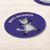 Griezelig Schattige Halloween Wolf Custom Ronde Kartonnen Onderzetter (Gebogen)