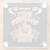 Griezelig Schattige Kawaii Halloween Ghost Board Glazen Onderzetter (Achterkant)