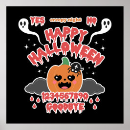 Griezelig Schattige Kawaii Halloween Ghost Board Poster