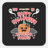 Griezelig Schattige Kawaii Halloween Ghost Board Vierkante Sticker (Voorkant)
