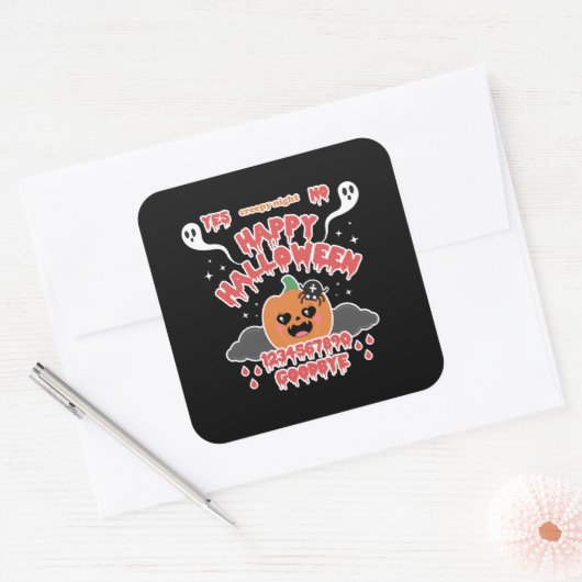 Griezelig Schattige Kawaii Halloween Ghost Board Vierkante Sticker (Envelop)