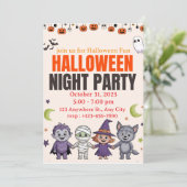 Griezelig Schattige Kinderen Halloween Uitnodiging (Staand voorkant)