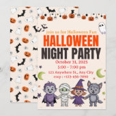 Griezelig Schattige Kinderen Halloween Uitnodiging (Voorkant / Achterkant)