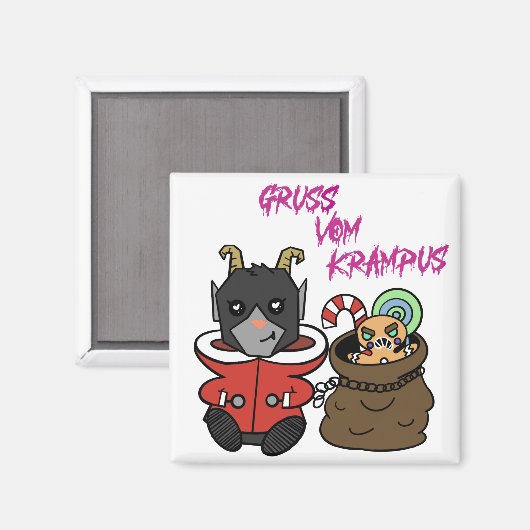 Griezelig Schattige Krampus Magneet (Voorkant / Achterkant)