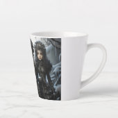 Griezelig Schattige Lowbrow Meisje Latte Cup Latte Mok (Rechts)