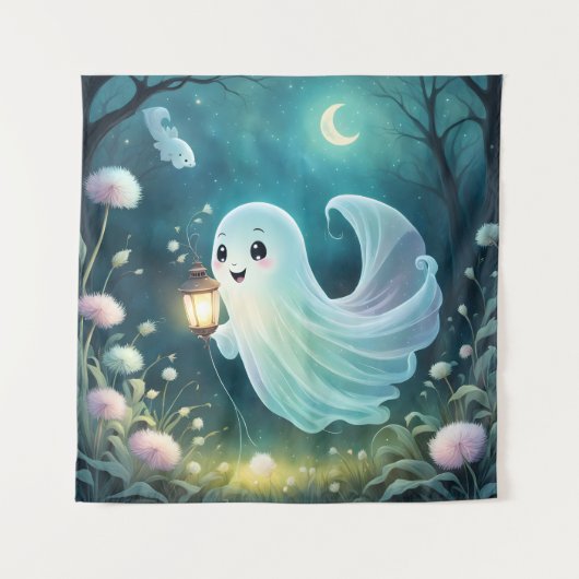 griezelig Schattige spooktapijt Wandkleed (Voorkant)