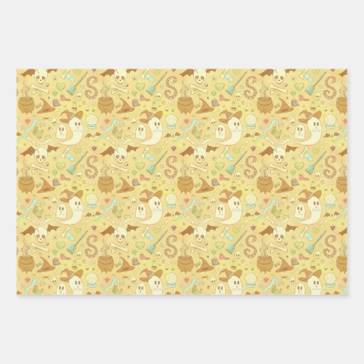 Griezelig Schattige Trick or treat Kinder Hallowee Inpakpapier Vel (Voorkant 3)