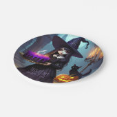 Griezelig Schattigee, Paarse heksenverjaardag, got Papieren Bordje (Gekanteld)