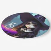 Griezelig Schattigee, Paarse heksenverjaardag, got Papieren Bordje (Gekanteld)