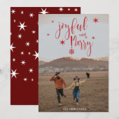 griezelig script blij met kerstfoto kaart (Voorkant / Achterkant)