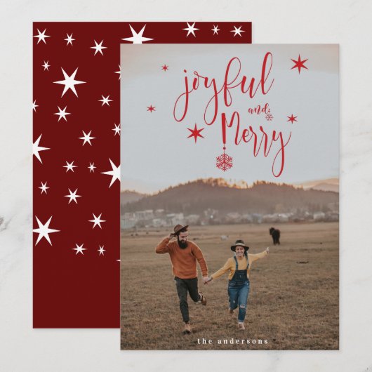 griezelig script blij met kerstfoto kaart (Voorkant / Achterkant)