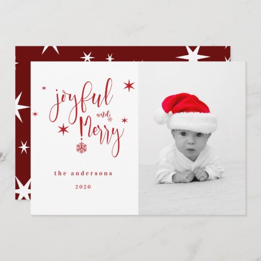 griezelig script blij met kerstfoto kaart (Voorkant / Achterkant)