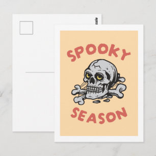 Griezelig Seizoen Enge Schedel Halloween Briefkaart