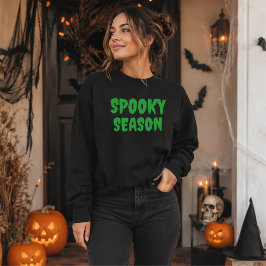 Griezelig Seizoen Groen Halloween Typografie T-Shi Trui