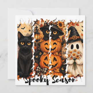 Griezelig Seizoen Halloween Kat Wenskaart
