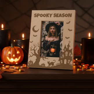 Griezelig Seizoen Halloween Scène Gegraveerde Lijstjes