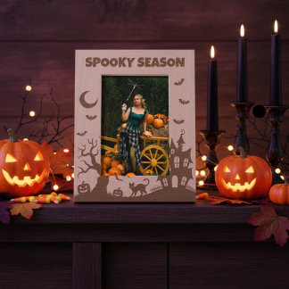 Griezelig Seizoen Halloween Scène Gegraveerde Lijstjes
