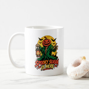 Griezelig Seizoen Is Hier Pompoen Hoofd Vogelversc Koffiemok