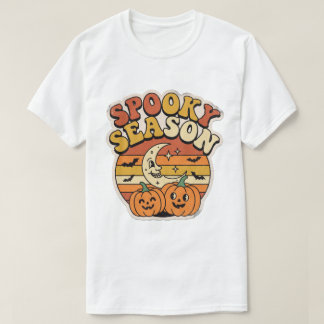 Griezelig Seizoen Retro Halloween Pompoenen & Maan T-shirt