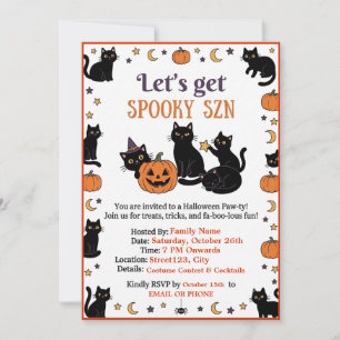 Griezelig Seizoen Schattige Zwarte Kat Halloween U Kaart
