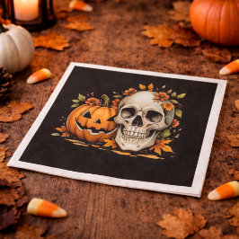 Griezelig Seizoen Schedel en Pompoen Halloween Fee Servet