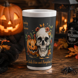 Griezelig Seizoen Schedel Pompoen Halloween Latte Mok