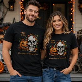 Griezelig Seizoen Schedel Pompoen Matching Hallowe T-shirt