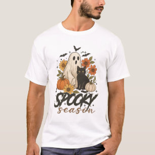 Griezelig Seizoen Spook Retro Griezels Bloemen Hal T-shirt