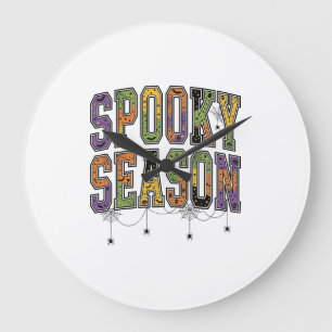 Griezelig Seizoen Vintage Halloween Typografie Ont Grote Klok